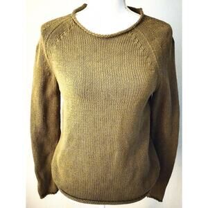 J. Crew Women Olive Green Knit Crew-Neck Sweater